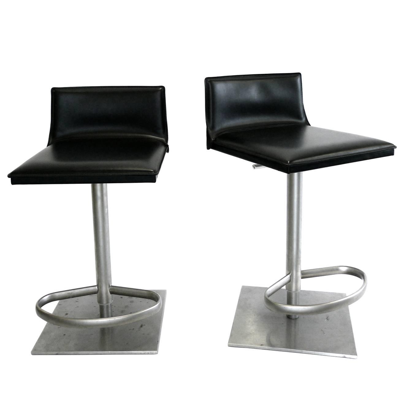Italian Leather Bar Stools 1500 Trend Home Design Italian Leather And Steel Height Adjule Bar Stool By Frag At 1stdibs