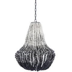 Medium Ombre Black and White Clay Beaded Chandelier