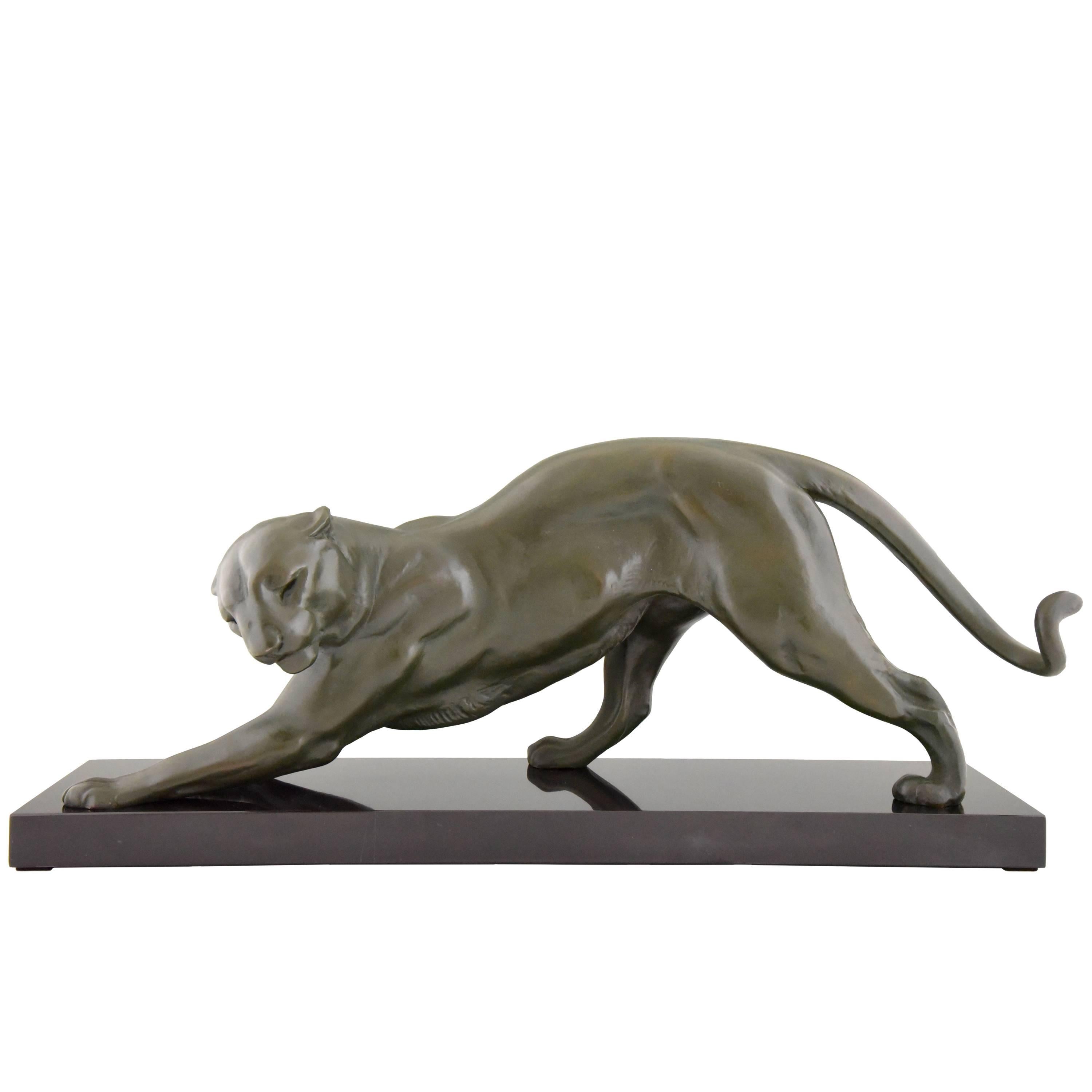 French Art Deco Panther Sculpture by Plagnet, 1930