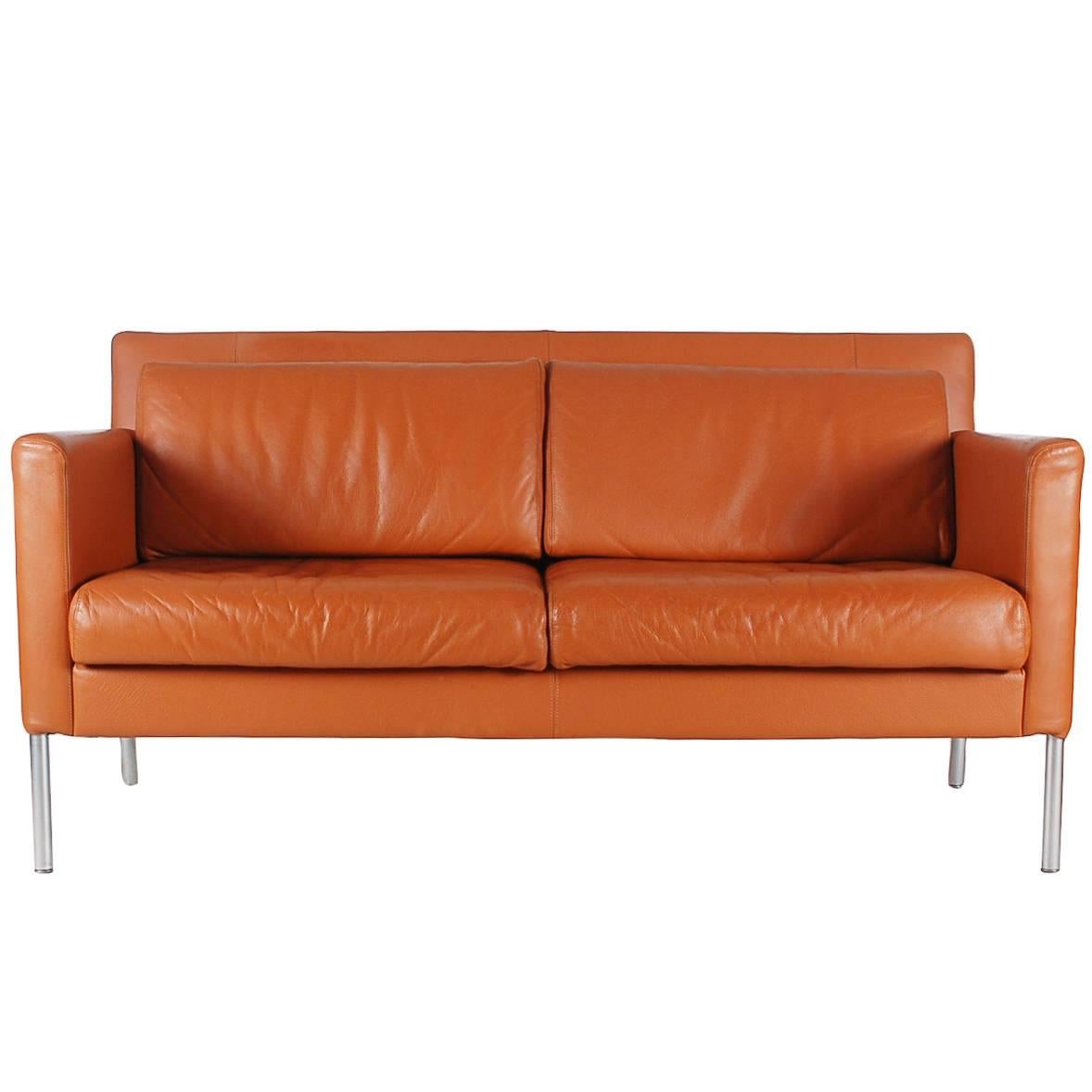 Mid-Century Modern Leather Sofa after Børge Mogensen