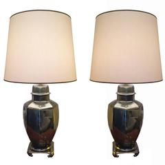 Pair of Green Table Lamps