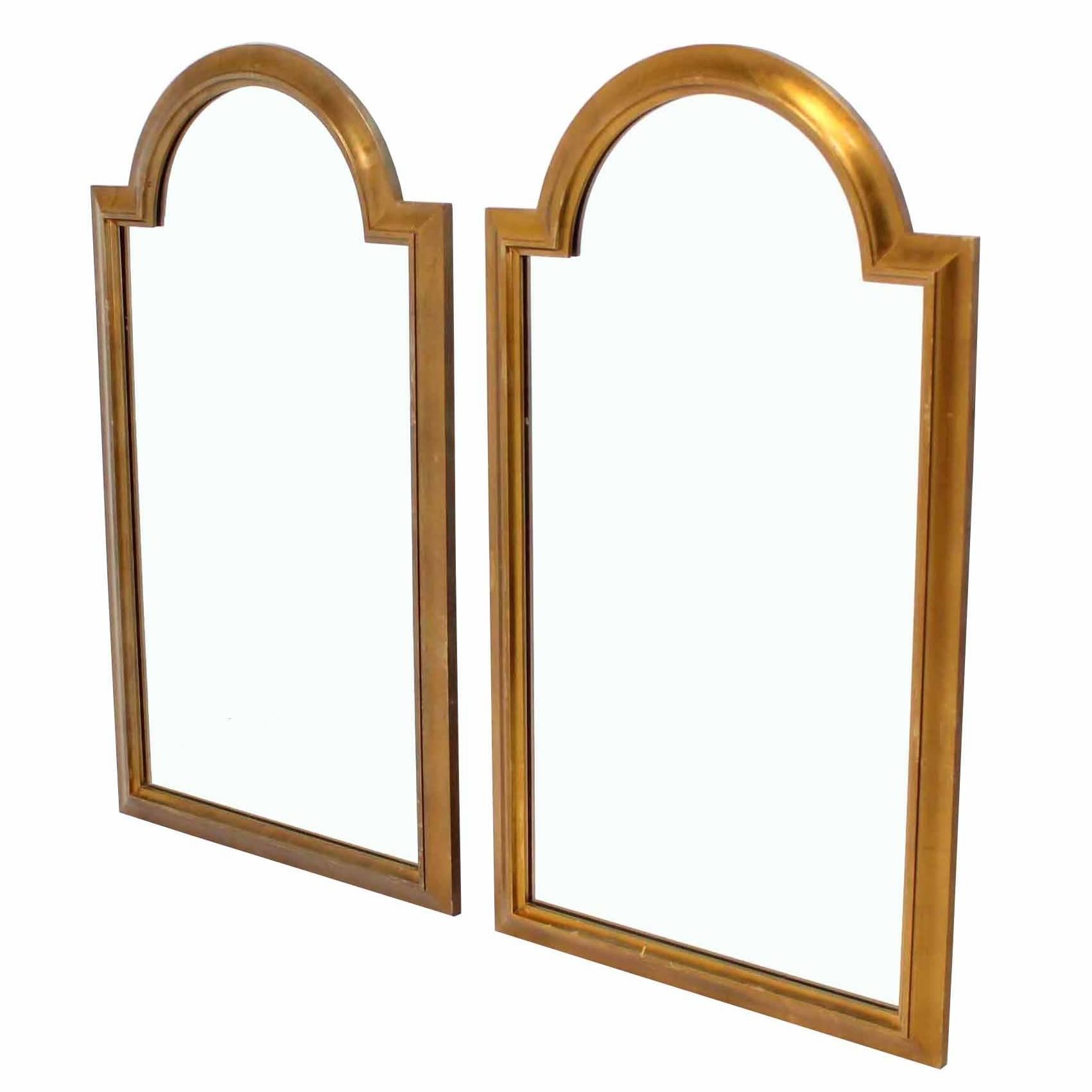 Pair of Gold LaBarge Rectangle Arch Top Mirrors