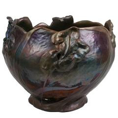 Monumental Iris Pattern Ceramic Jardinière by Clement Massier, circa 1895 1