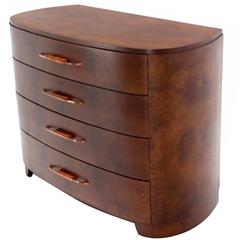 Kidney Shape Art Deco Burl Wood 4 Drawers Dresser