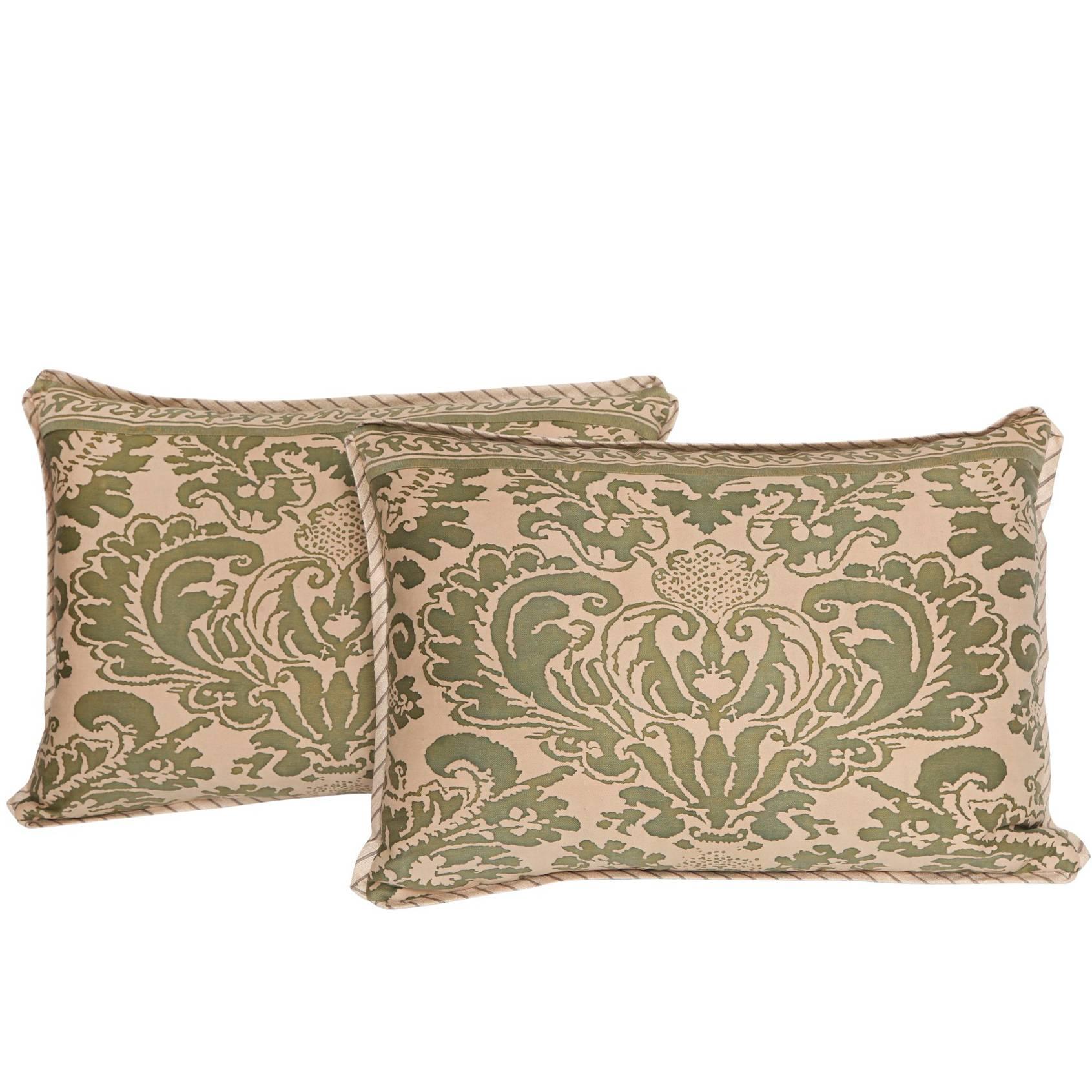 A Pair of Fortuny Fabric Cushions in the Sevigne Pattern