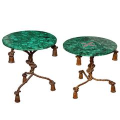 Two Malachite Circular Side Tables