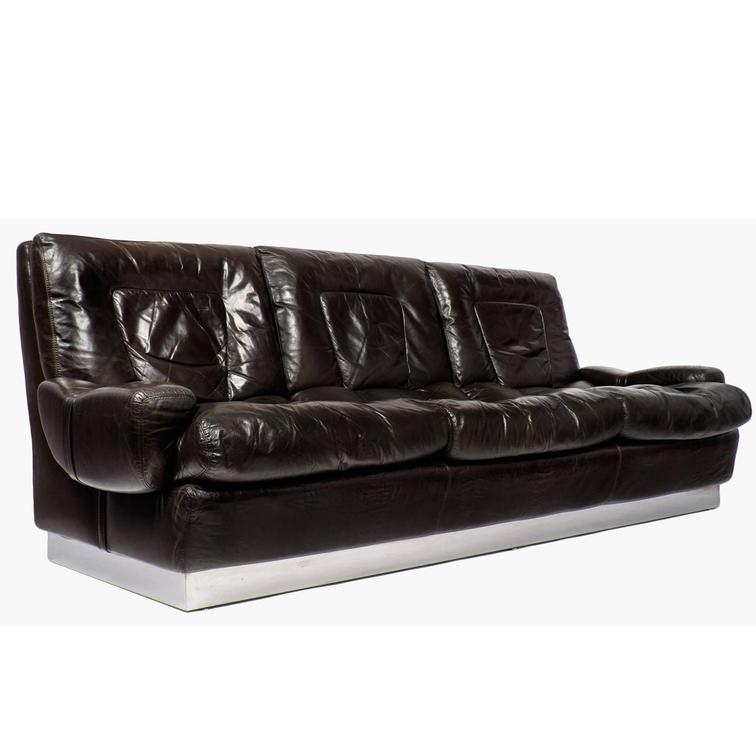Vintage French Leather Sofa by Jacques Charpentier at 1stdibs