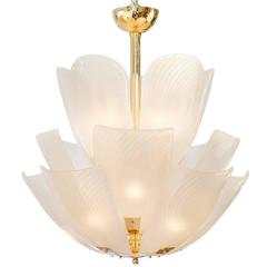 Murano Petal Glass Brass Chandelier 9