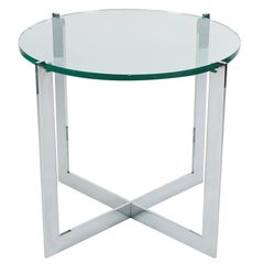 Mid-Century Milo Baughman Chrome and Glass Side Table for Thayer Coggin