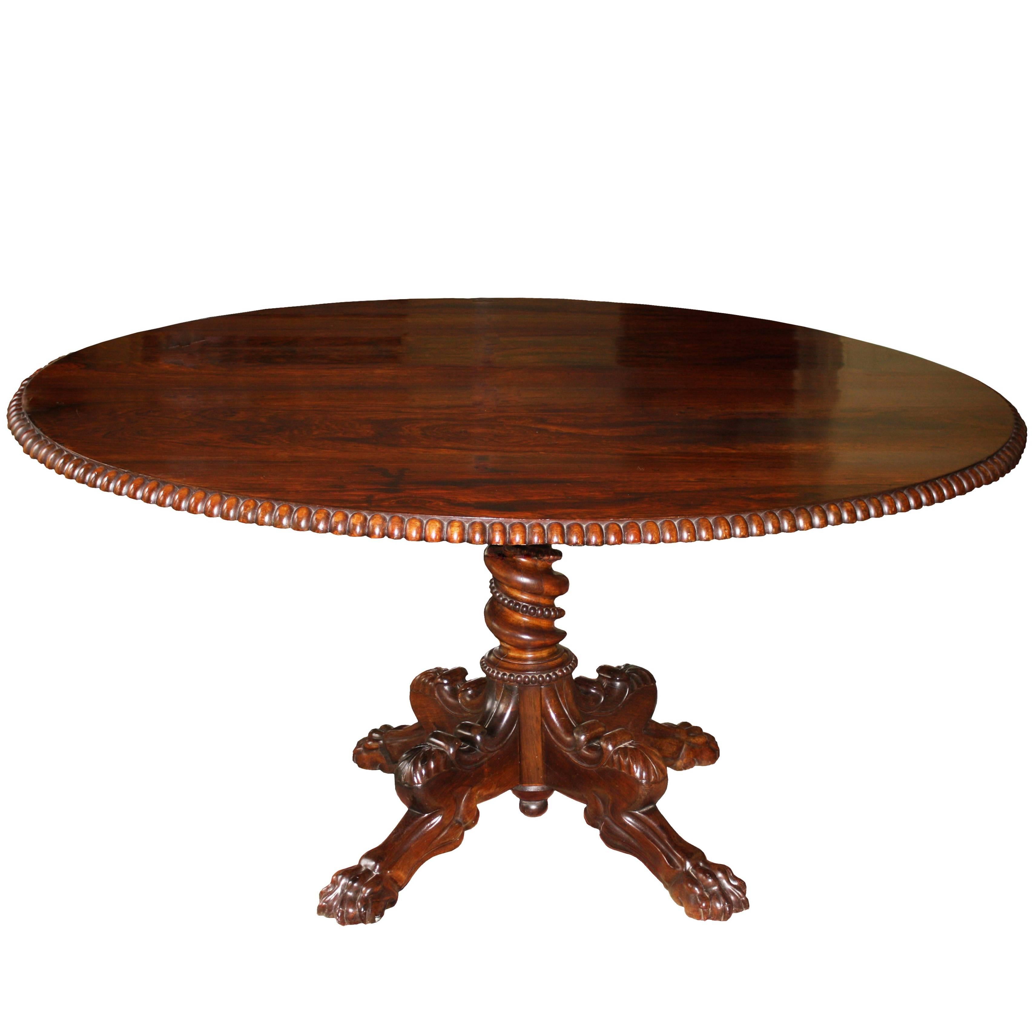 Anglo-Indian Oval Rosewood Pedestal Table For Sale