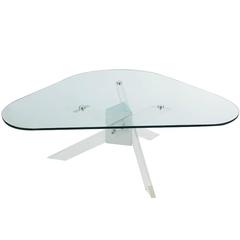 Mid-Century Modern Lucite, Chrome and Glass Cocktail Table after Pace 1