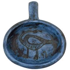 French Blue Sgraffito Ceramic Dish by Jacques Blin 10