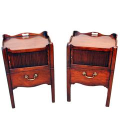 Antique Matched Pair of Georgian Mahogany Tray Top Commodes