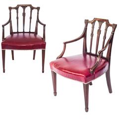 Pair of George III Sheraton Mahogany Armchairs, circa 1790