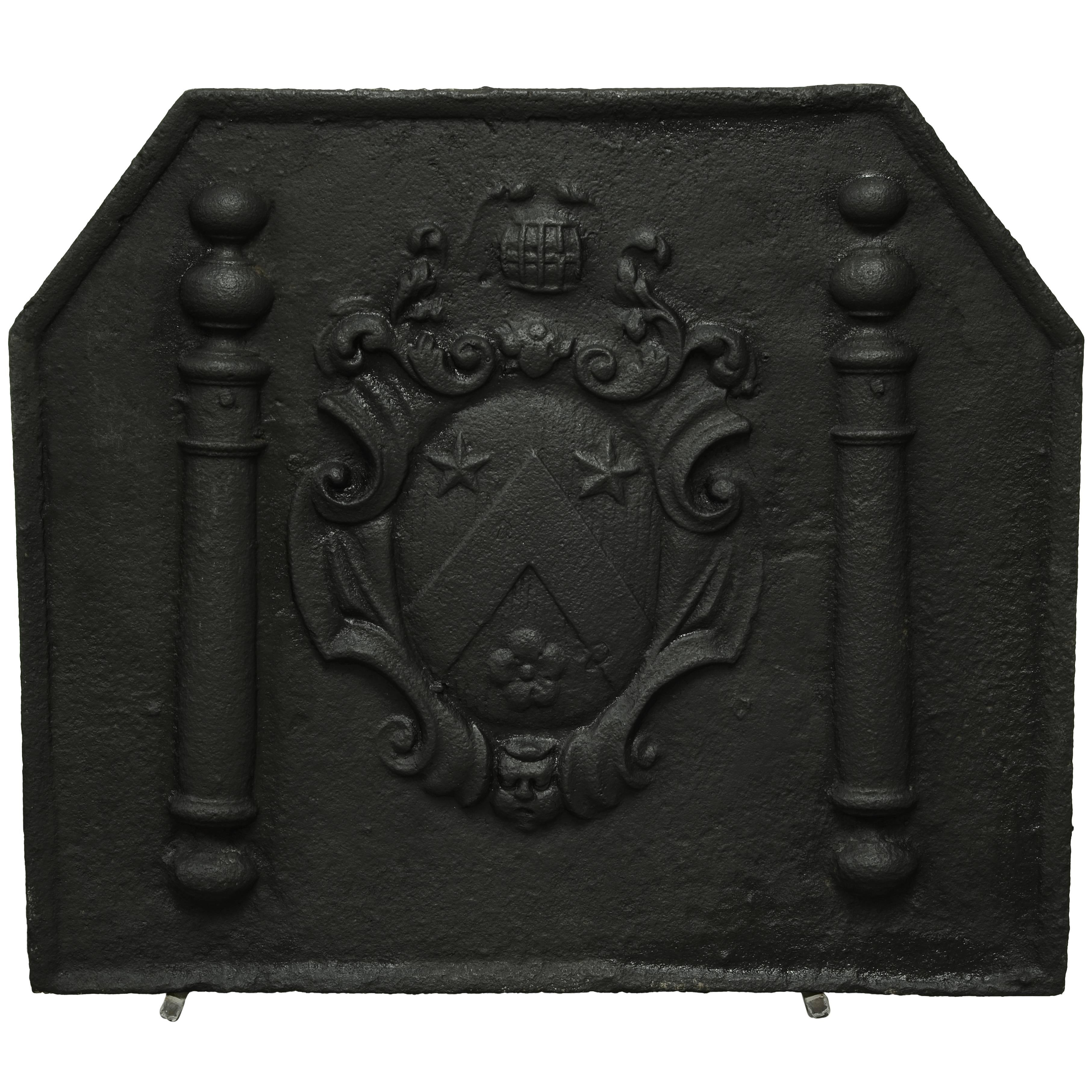 Antique French Fireback Displaying Pillars and Royal Arms of France
