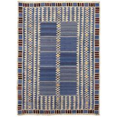 "Salerno Blue" Swedish tapestry rug - Märta Måås Fjetterström 