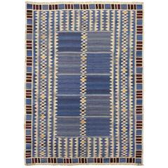 "Salerno Blue" Swedish tapestry rug - Märta Måås Fjetterström