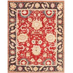 Red Vintage Indian Agra Rug 5