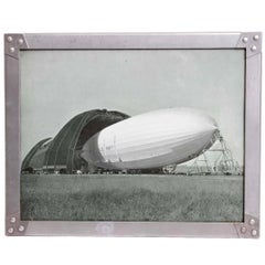 Machine Age Art Deco USS Akron Goodyear Zeppelin Duralumin Framed Litho