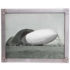 Vintage Machine Age Art Deco USS Akron Goodyear Zeppelin Duralumin Framed Litho