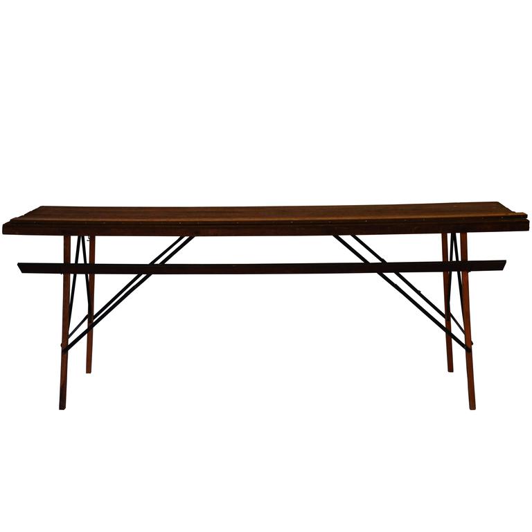 Industrial Wood and Steel Wallpaper Table at 1stdibs