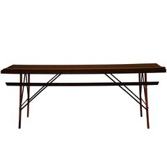 Antique Industrial Wood and Steel Wallpaper Table