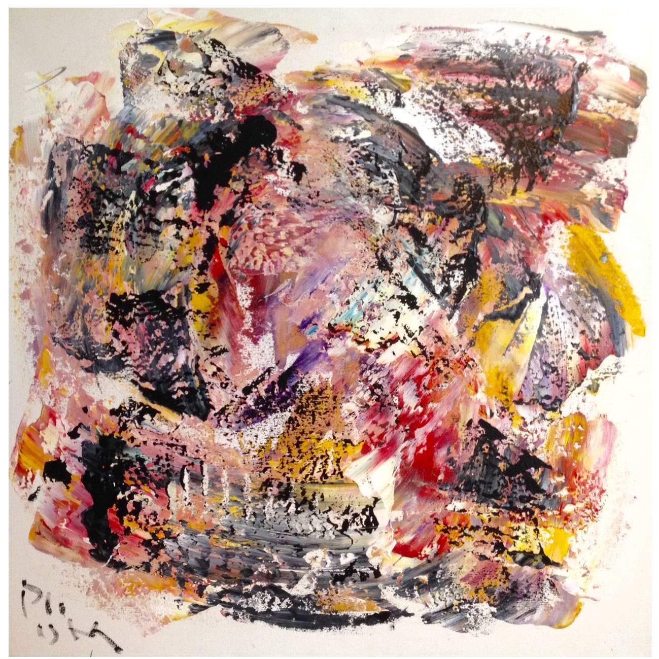 Pintura abstracta contemporánea de acrílico sobre lienzo "Amor de invierno" Andrew Plum en venta