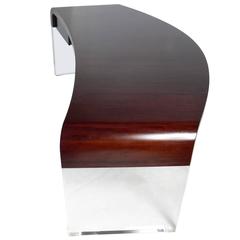 Curvaceous Rosewood and Lucite Desk by Vladimir Kagan