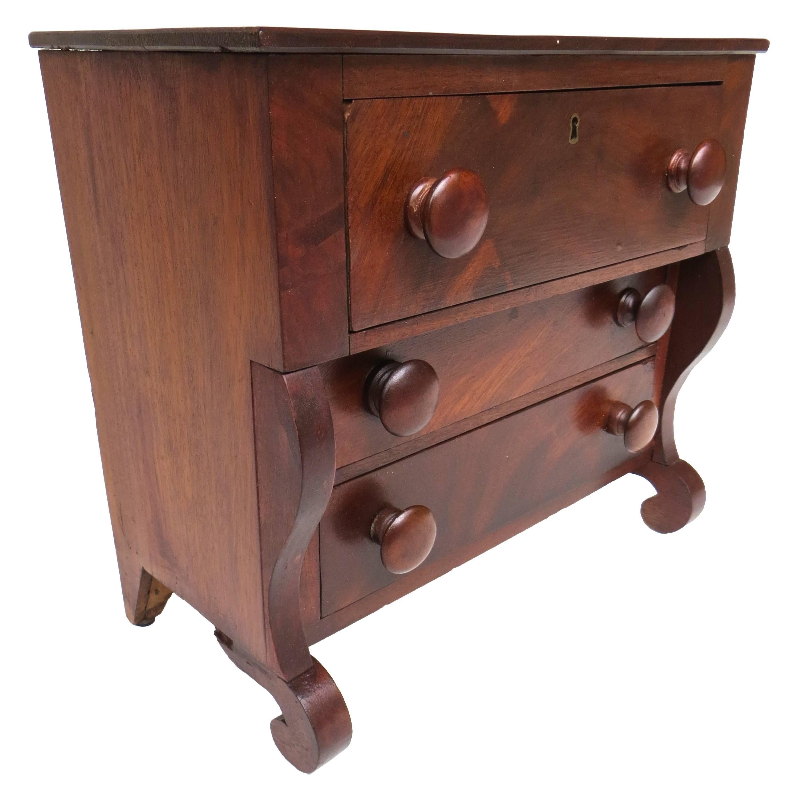 19th Century American Empire Miniature Chest (possibly Thomas Day)