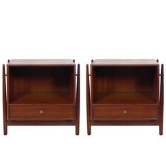 Pair of Modern Walnut Nightstands by Kipp Stewart for Drexel