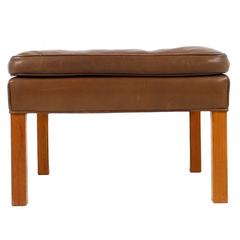 Borge Mogensen Leather Stool Mod. 2203 for Fredericia, Danish Modern, 1960s