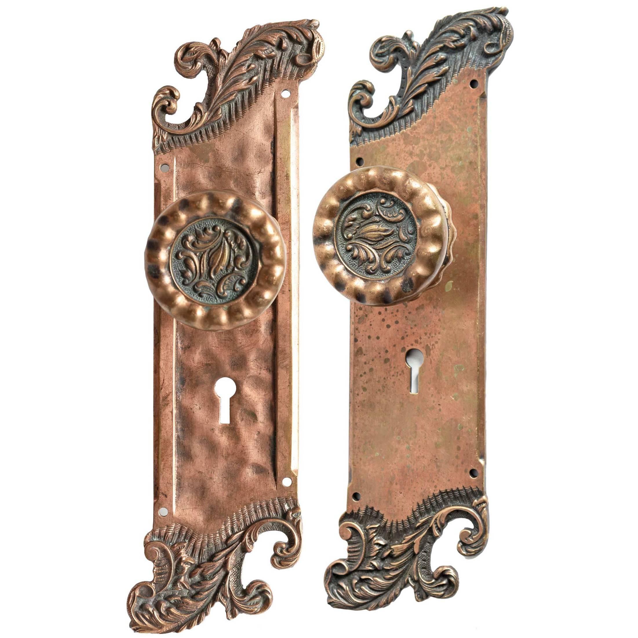 Cast Bronze Reading Hardware Company Entry Doorknob Set, circa 1905
