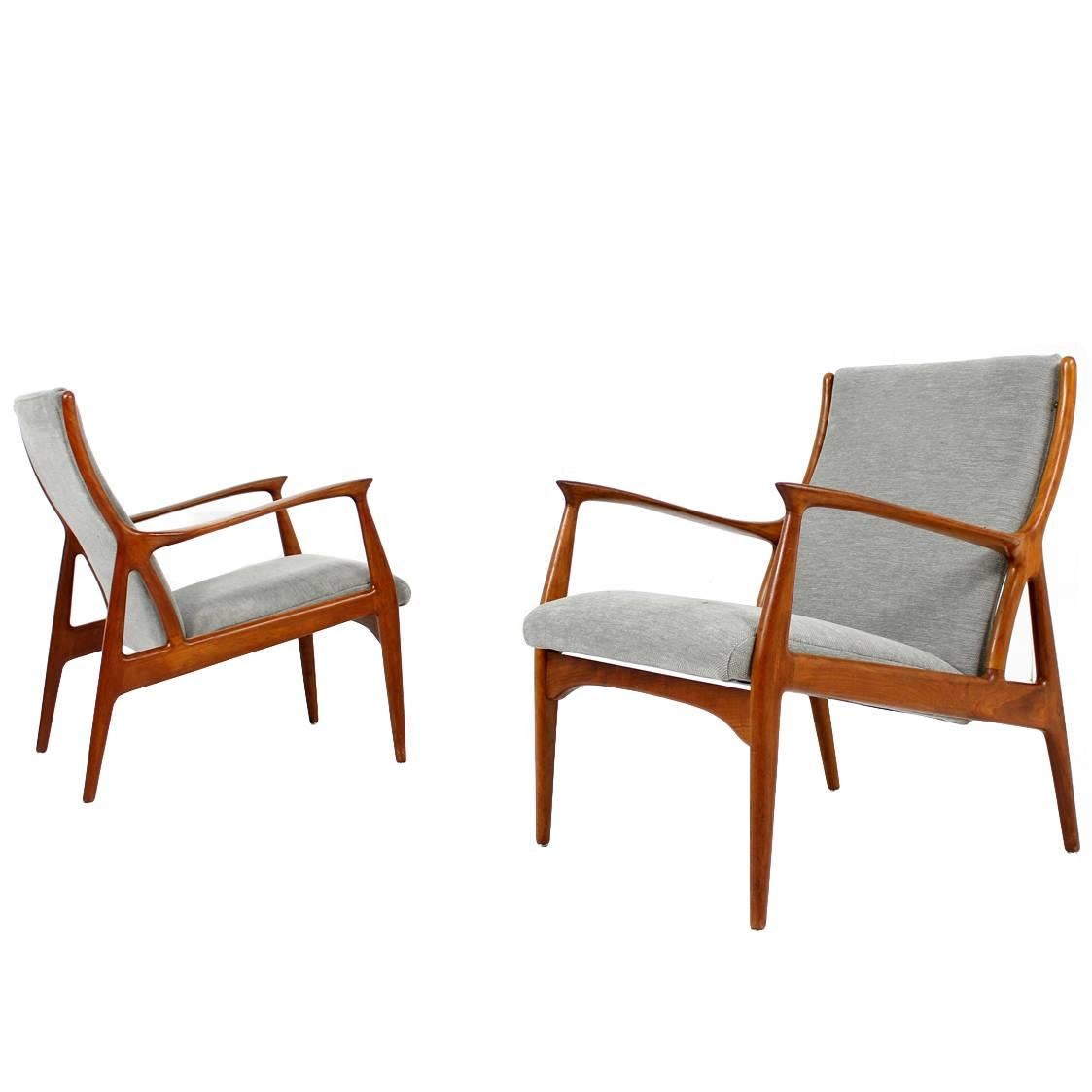 Pair of 1960s Danish Teak Easy Lounge Chairs, Erik Andersen and Palle Pedersen