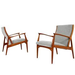 Pair of 1960s Danish Teak Easy Lounge Chairs, Erik Andersen and Palle Pedersen
