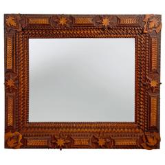 Impressionnant miroir à étoiles de Tramp Art