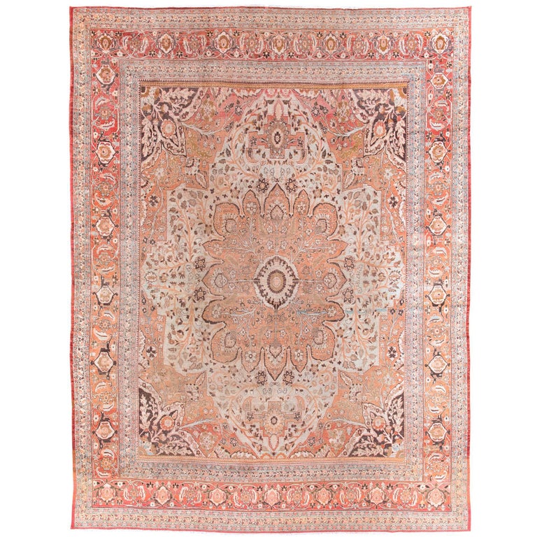 A Dreamy Antique Tabriz Persian Rug 11x15 For Sale at 1stDibs