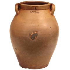Antique Early 19th Century American Boston Crock Stoneware 3 Gallon Jug Jar