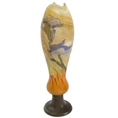 French Art Nouveau “Iris” Cameo Glass Vase by Emile Gallé