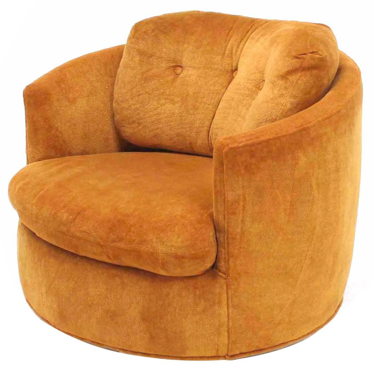 Mid-Century Modern Round Barrel Back Swivel Lounge Chair