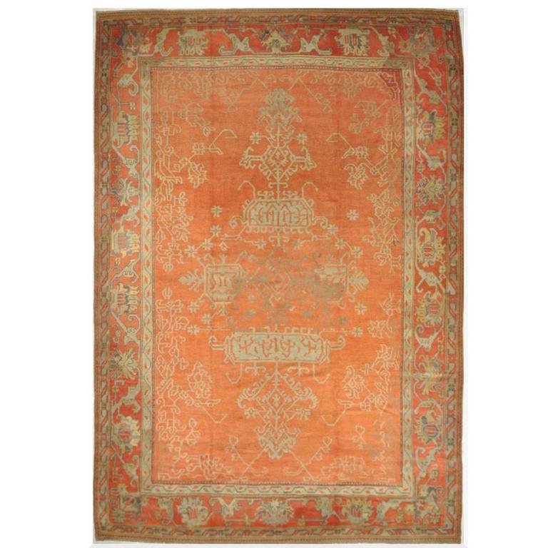 Antique HandKnotted Turkish Oushak Rug For Sale at 1stdibs