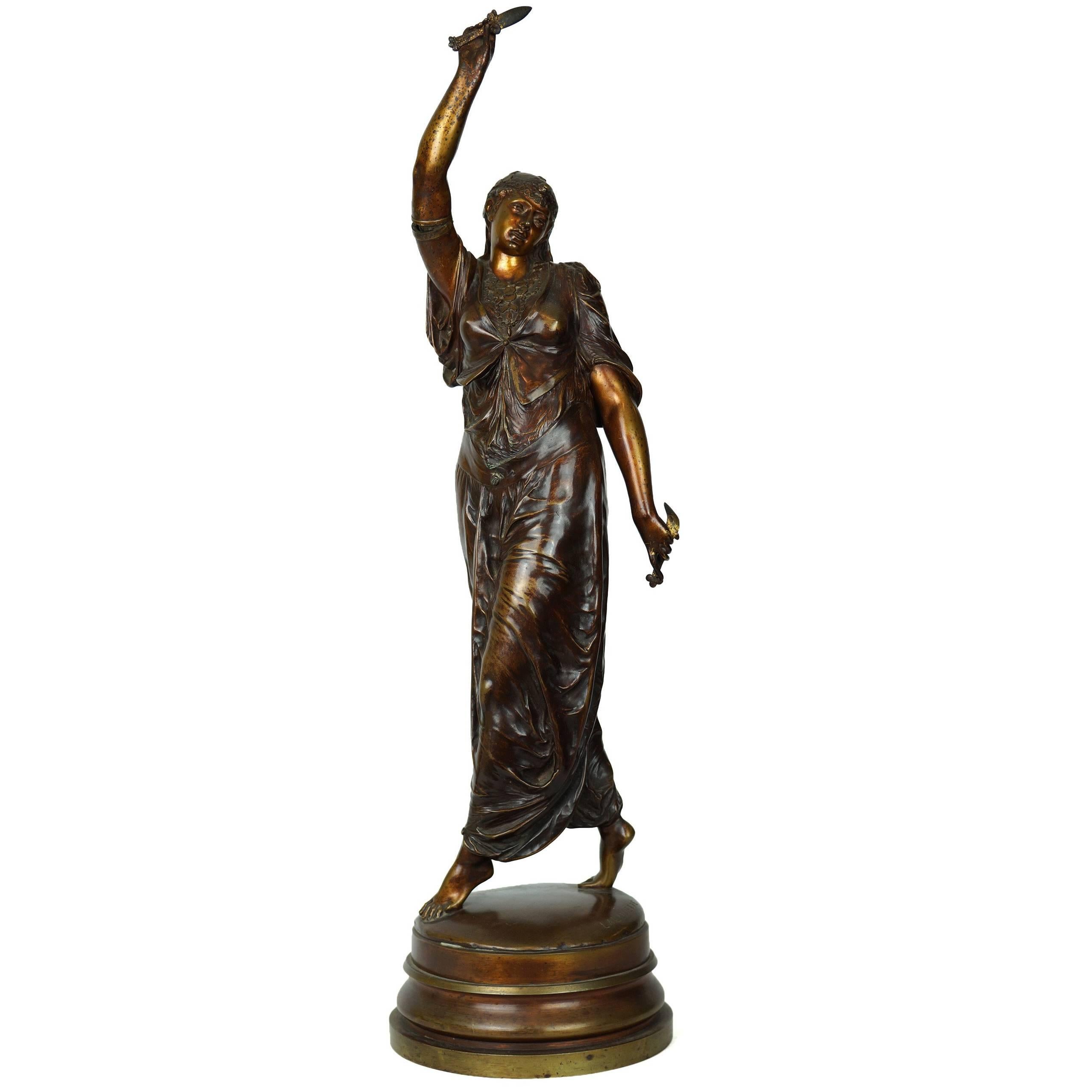 Orientalist Bronze Figure of Standing Turkish Woman Dancer Signed Lalouette