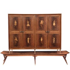 Illuminated Four-Door Cabinet with Figural Inlays by Eugenio Diez