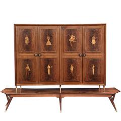 Illuminated Four-Door Cabinet with Figural Inlays by Eugenio Diez 1