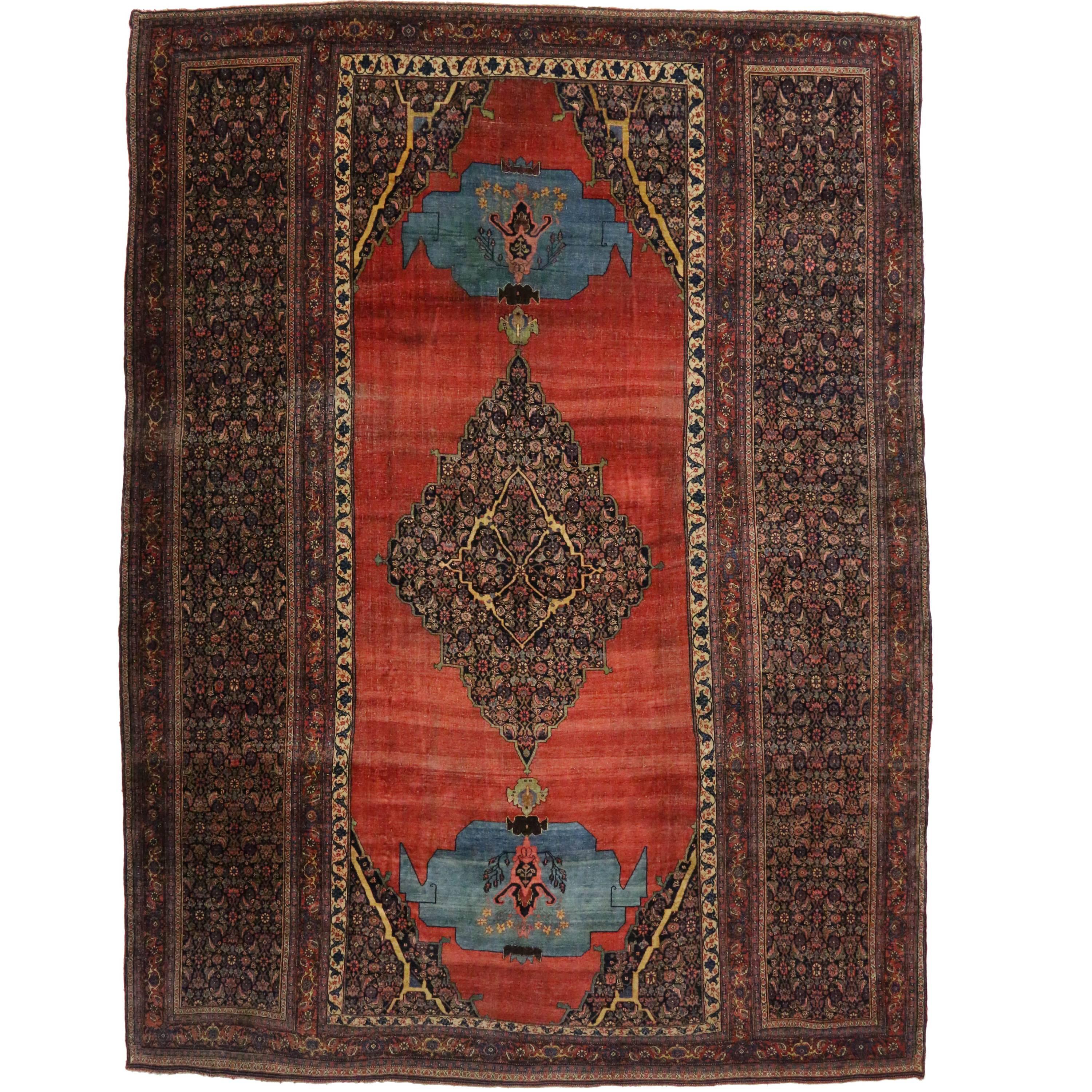 Late 19th Century Antique Persian Bijar Halwai Halvei Rug