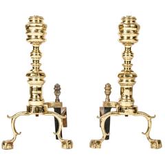 Antique Solid Brass Andirons