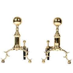 Vintage Solid Brass Andirons
