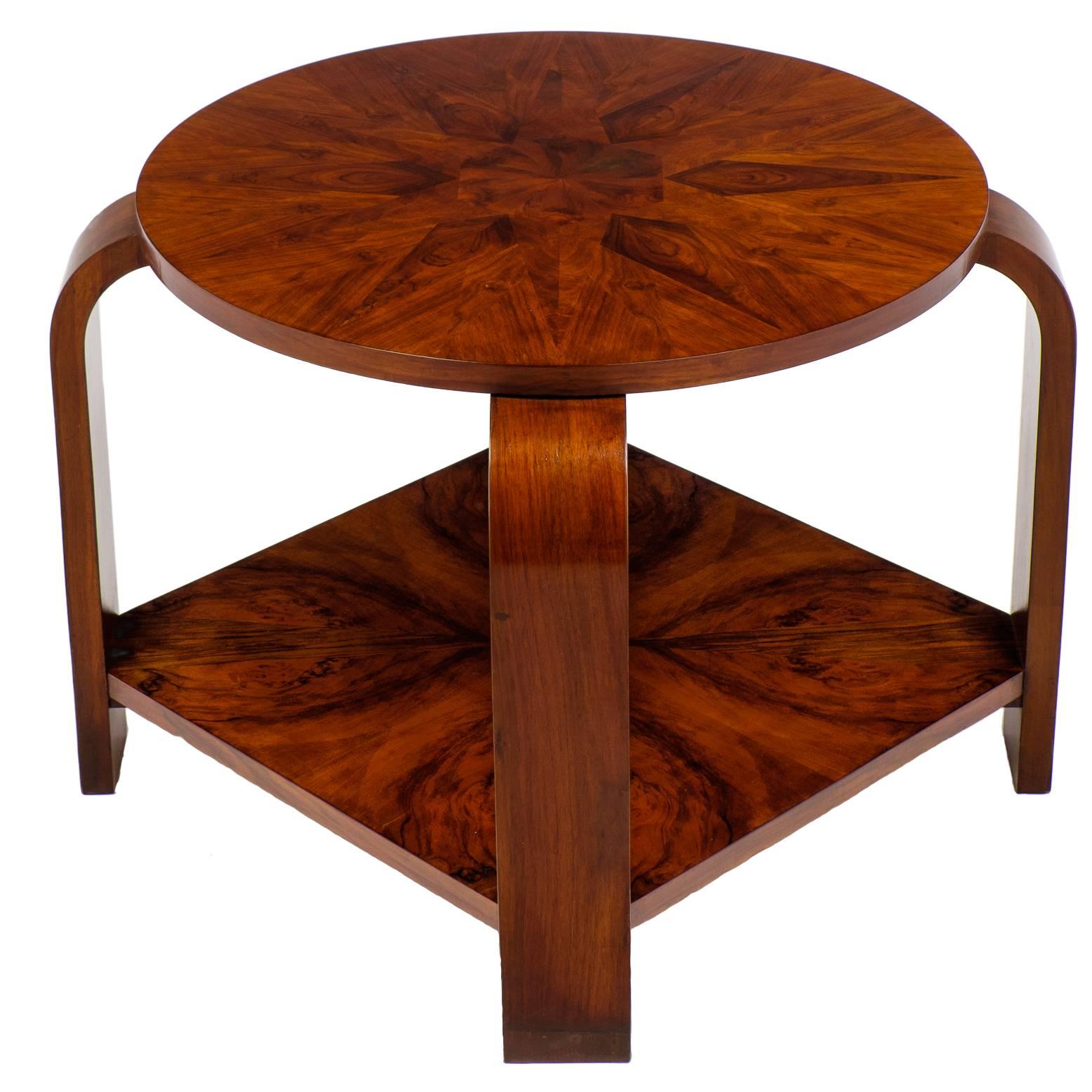 French Art Deco Round Top Marquetry Gueridon