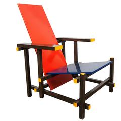 Gerrit Rietveld Red Blue Chair by Cassina, Italy, 1980