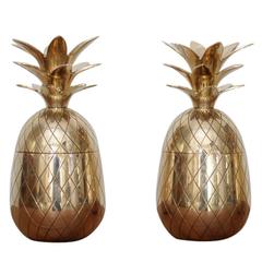 One of two Huge Brass Pineapple Ice Bucket or Trinket or Candy Box 8