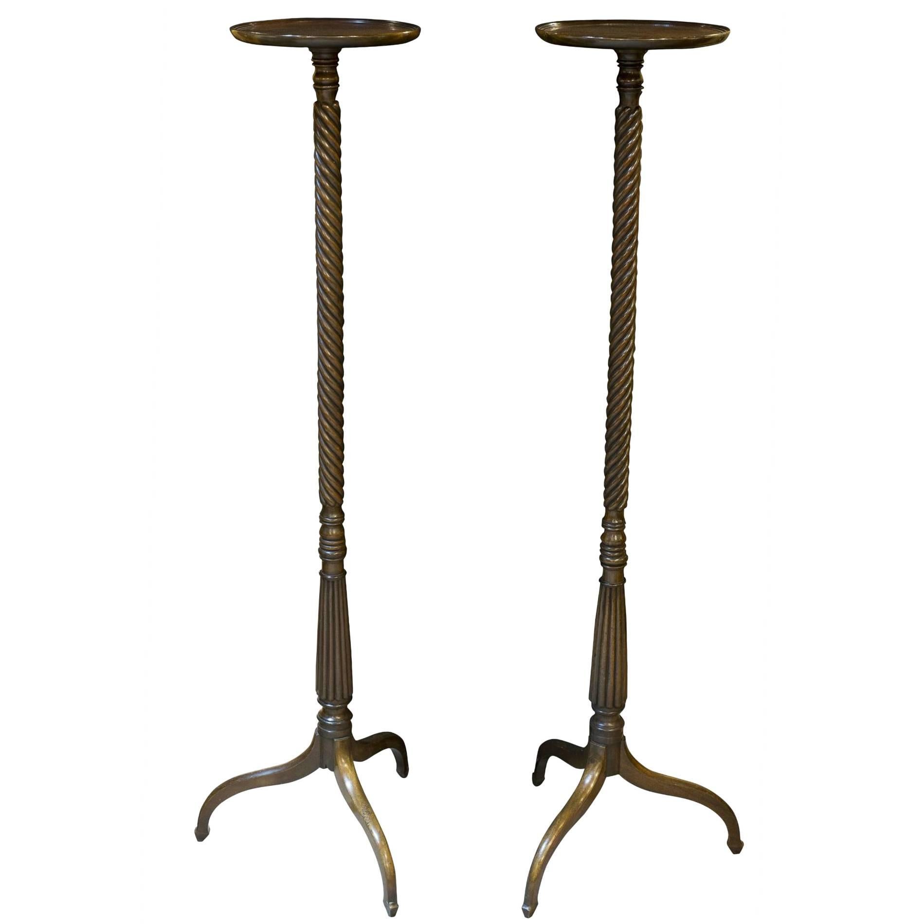 Fine Pair of Georgian Mahogany Torcheres For Sale